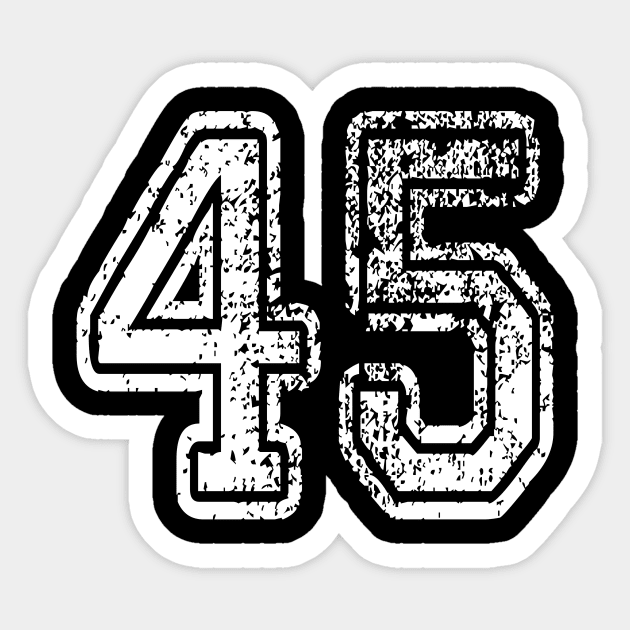 Number 45 Grungy in white Sticker by Sterling